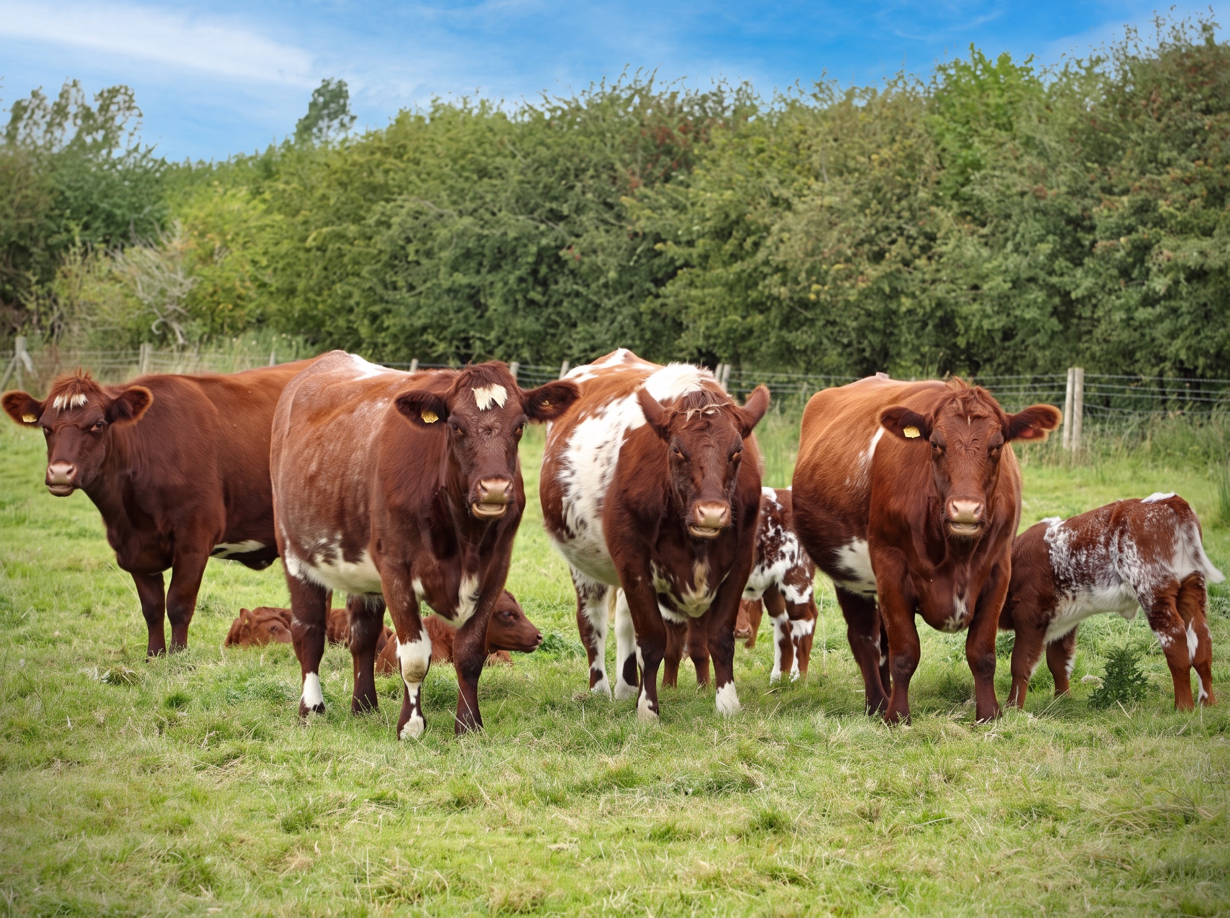 Shorthorn Cows with their Calfs